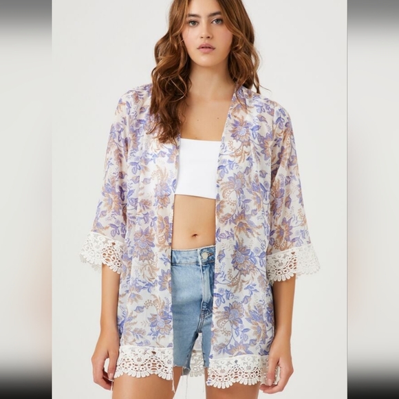 🖤*NWOT*🖤 Sheer Floral Print Kimono - Picture 1 of 7